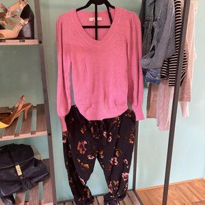 Pink Puff-Sleeved Sweater